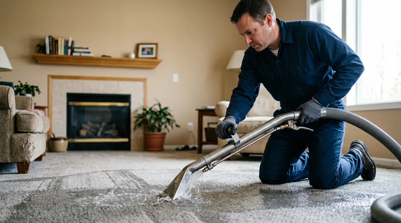 Water damage restoration technician working near Harford, PA